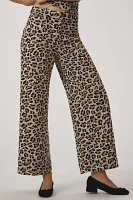 The Ettie High-Rise Crop Wide-Leg Pants by Maeve: Leopard Edition