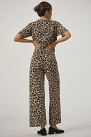 The Ettie High-Rise Crop Wide-Leg Pants by Maeve: Leopard Edition