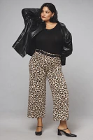 The Ettie High-Rise Crop Wide-Leg Pants by Maeve: Leopard Edition