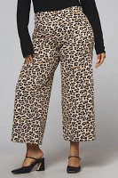 The Ettie High-Rise Crop Wide-Leg Pants by Maeve: Leopard Edition