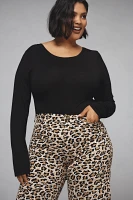 The Ettie High-Rise Crop Wide-Leg Pants by Maeve: Leopard Edition