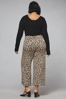 The Ettie High-Rise Crop Wide-Leg Pants by Maeve: Leopard Edition