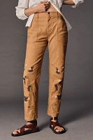 The Wanderer Mid-Rise Relaxed-Leg Pants by Pilcro: Appliqué Edition