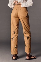 The Wanderer Mid-Rise Relaxed-Leg Pants by Pilcro: Appliqué Edition