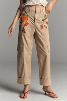 By Anthropologie Embroidered Cargo Pants