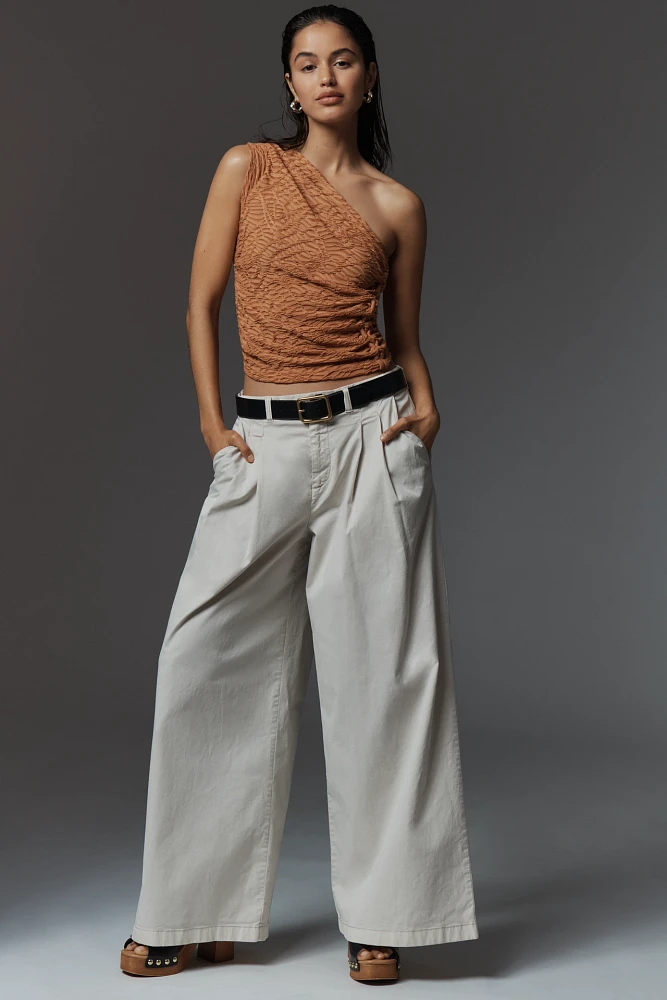 By Anthropologie Low-Rise Pleated Wide-Leg Trousers