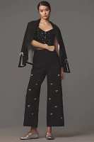 The Colette Cropped Wide-Leg Pants by Maeve: Bow Edition