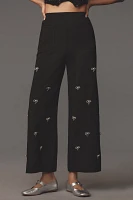 The Colette Cropped Wide-Leg Pants by Maeve: Bow Edition