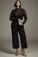 The Colette Cropped Wide-Leg Pants by Maeve: Bow Edition