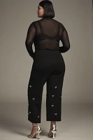 The Colette Cropped Wide-Leg Pants by Maeve: Bow Edition