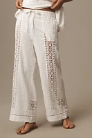 By Anthropologie Linen Lace Pull-On Pants