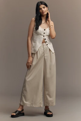 By Anthropologie Pleated Embroidered Trousers