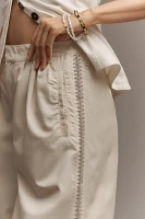 By Anthropologie Pleated Embroidered Trousers