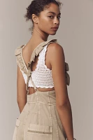 By Anthropologie Ruffle-Strap Washed Chino Overalls