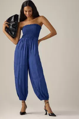By Anthropologie Silky Jacquard Balloon Jumpsuit