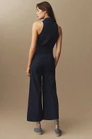 Maeve Halter Button-Front Jumpsuit