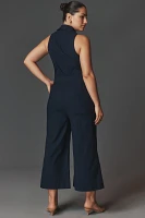 Maeve Halter Button-Front Jumpsuit