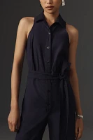 Maeve Halter Button-Front Jumpsuit