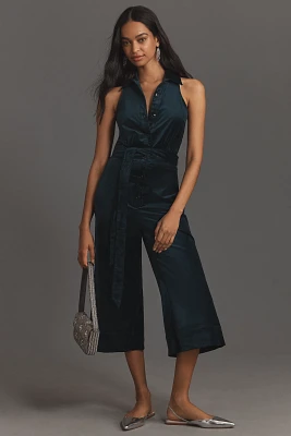 Maeve Velvet Halter Crop Jumpsuit