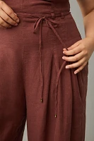 By Anthropologie Linen Strapless Trouser Jumpsuit