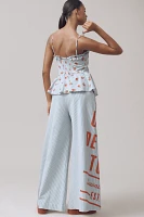 Maeve Wide-Leg Peplum Linen Sleeveless Jumpsuit