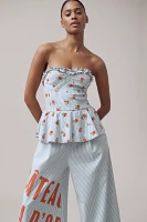 Maeve Wide-Leg Peplum Linen Sleeveless Jumpsuit