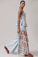 Maeve Wide-Leg Peplum Linen Sleeveless Jumpsuit
