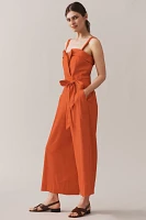 Maeve Belted Wide-Leg Linen Blend Jumpsuit