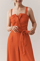 Maeve Belted Wide-Leg Linen Blend Jumpsuit