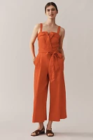 Maeve Belted Wide-Leg Linen Blend Jumpsuit