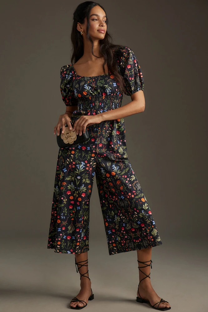 Hutch Puff-Sleeve Floral Jumpsuit