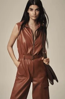 Hutch Faux-Leather Utility Jumpsuit