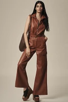 Hutch Faux-Leather Utility Jumpsuit