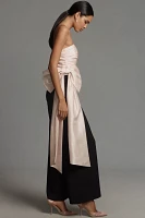 Hutch Strapless Ruched Bow Wide-Leg Jumpsuit