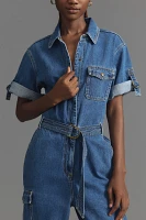 KIVARI Natalie Short-Sleeve Denim Jumpsuit