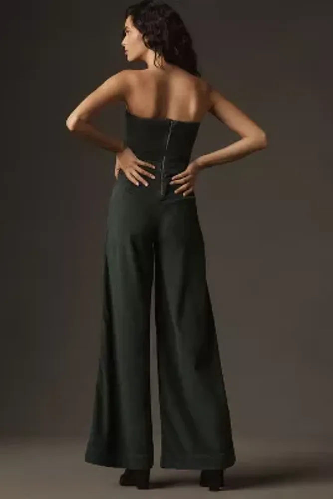 The Skipper Strapless Corduroy Crop Wide-Leg Jumpsuit by Pilcro