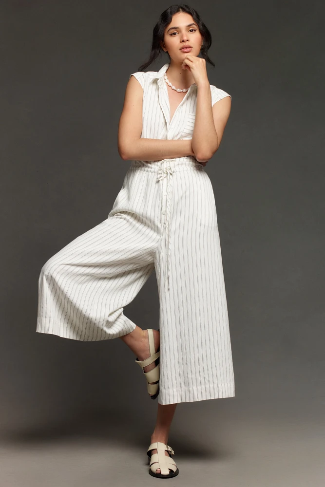 Maeve Crop Wide-Leg Shirt Jumpsuit