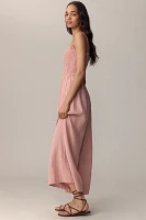 Pilcro Smocked Linen Blend Wide-Leg Jumpsuit