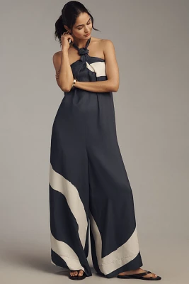 By Anthropologie Waistless Tie-Neck Jumpsuit