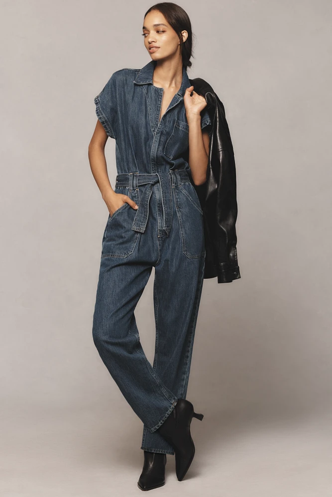 Ética Megg Utility Belted Denim Jumpsuit