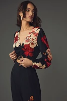 Farm Rio x Anthropologie Floral Cutout Jumpsuit