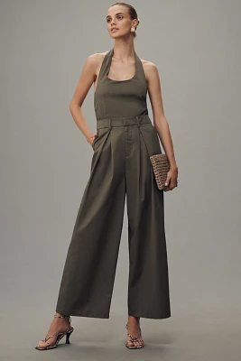 Flat White Halter Trouser Jumpsuit