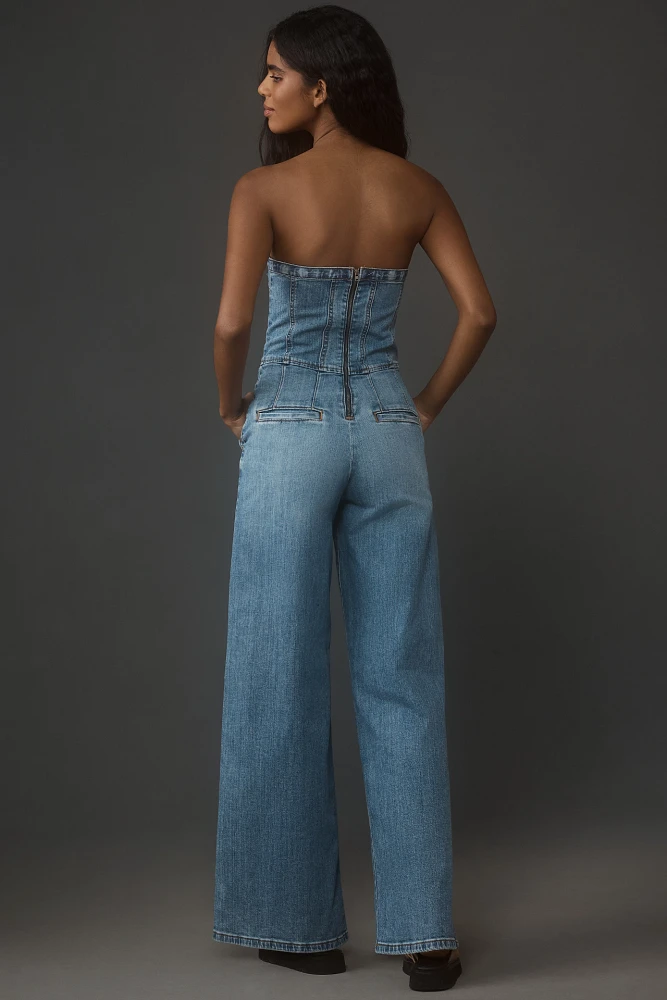 Pilcro Strapless Denim Corset Jumpsuit