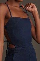 Pilcro Open-Back Denim Jumpsuit