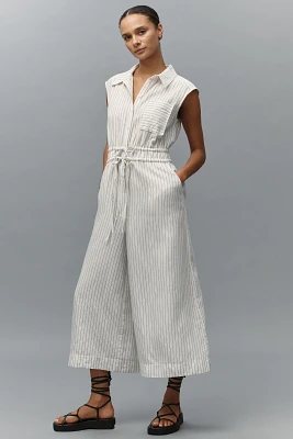 Maeve Cropped Wide-Leg Shirting Jumpsuit