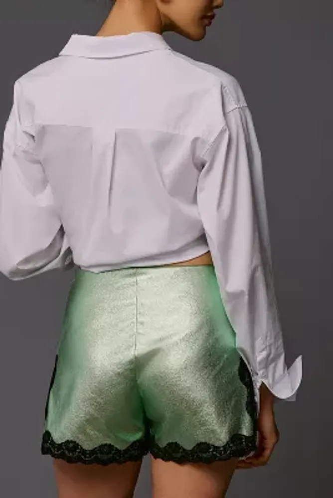 Anna Sui Metallic Faux Leather Shorts