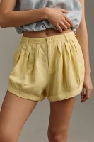 By Anthropologie Linen Pleated Shorts