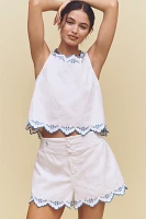 Maeve Embroidered Scallop-Hem Bloomer Shorts