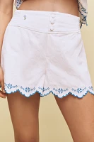 Maeve Embroidered Scallop-Hem Bloomer Shorts