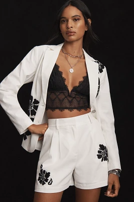 Dolan Left Coast Linen Blend Floral Embroidered Shorts